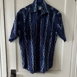 Wrangler Men's Navy and White Striped Shirt
